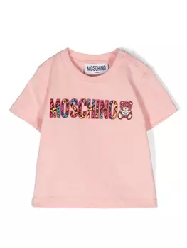 Moschino Kids футболка с логотипом, розовый