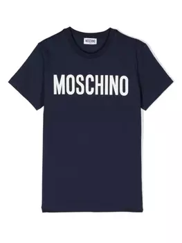 Moschino Kids футболка с логотипом, синий