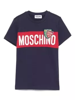 Moschino Kids футболка с логотипом, синий