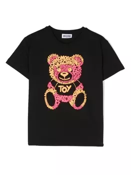 Moschino Kids футболка с логотипом Teddy Bear, черный