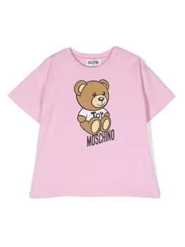 Moschino Kids футболка с логотипом Teddy Bear, розовый