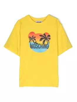 Moschino Kids футболка с логотипом, желтый