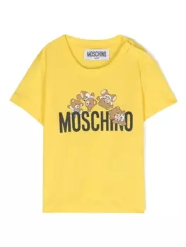 Moschino Kids футболка с логотипом, желтый