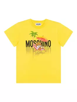 Moschino Kids футболка с логотипом, желтый