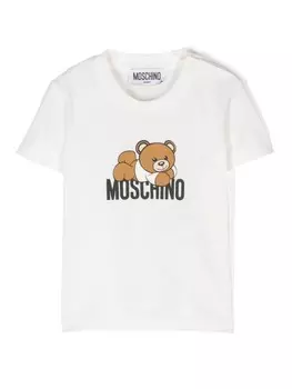 Moschino Kids футболка с мотивом плюшевого мишки, белый