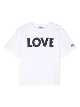 Moschino Kids футболка с надписью «Любовь», белый