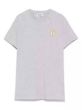 Moschino Kids футболка с нашивкой Leo Teddy, серый