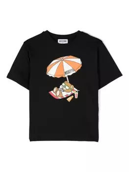 Moschino Kids футболка с принтом, черный