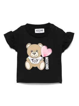 Moschino Kids футболка с принтом, черный