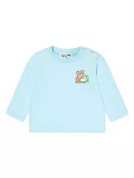 Moschino Kids футболка с принтом Leo Teddy, синий