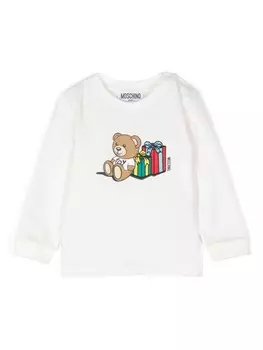 Moschino Kids футболка с принтом плюшевого мишки, белый