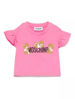 Moschino Kids футболка с принтом, розовый