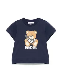 Moschino Kids футболка с принтом, синий