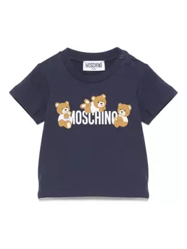 Moschino Kids футболка с принтом, синий