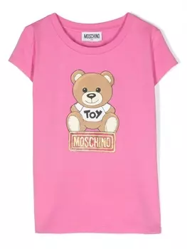 Moschino Kids футболка с принтом Teddy Bear, розовый
