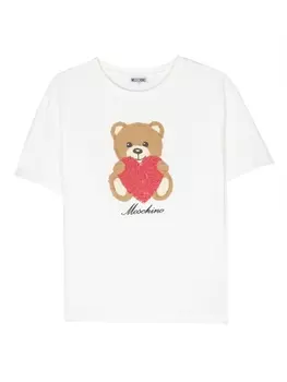 Moschino Kids футболка с принтом Teddy Bear, белый