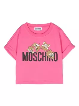 Moschino Kids футболка с принтом Teddy Bear, розовый