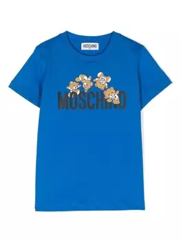 Moschino Kids футболка с принтом Teddy Bear, синий