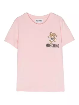 Moschino Kids футболка с принтом Teddy Bear, розовый