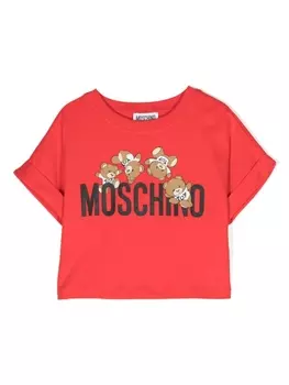 Moschino Kids футболка с принтом Teddy Bear, красный