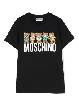 Moschino Kids футболка с принтом Teddy Bear, черный
