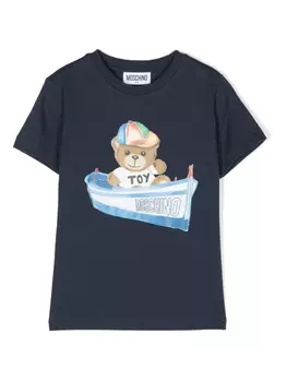 Moschino Kids футболка с принтом Teddy Bear, синий