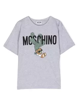 Moschino Kids футболка с принтом Teddy Bear, серый