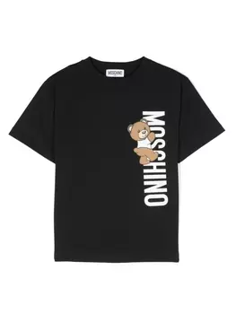Moschino Kids футболка с принтом Teddy Bear, черный
