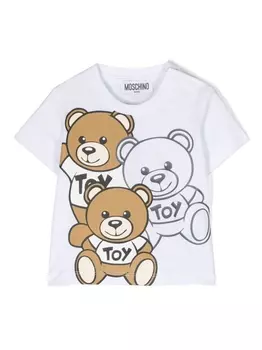 Moschino Kids футболка с принтом Teddy Bear, белый