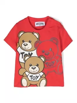 Moschino Kids футболка с принтом Teddy Bear, красный