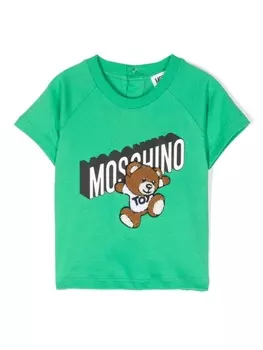 Moschino Kids футболка с принтом Teddy Bear, зеленый