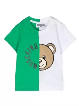 Moschino Kids футболка с принтом Teddy Bear, зеленый