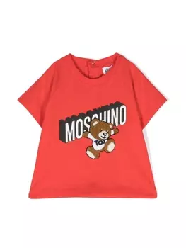 Moschino Kids футболка с принтом Teddy Bear, красный