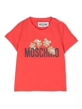 Moschino Kids футболка с принтом Teddy Bear, красный