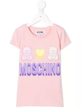 Moschino Kids футболка с принтом Teddy Bear, розовый