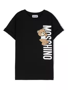 Moschino Kids футболка с принтом Teddy Bear, черный