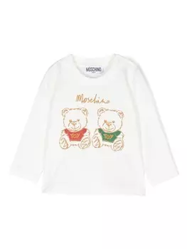 Moschino Kids футболка с принтом Teddy Bear, белый