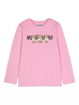 Moschino Kids футболка с принтом Teddy Bear, розовый