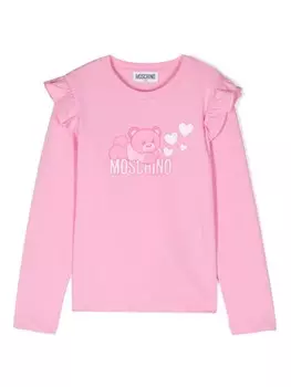 Moschino Kids футболка с принтом Teddy Bear, розовый