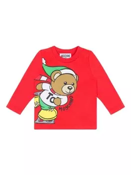 Moschino Kids футболка с принтом Teddy Bear, красный
