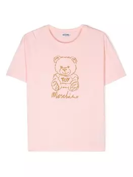Moschino Kids футболка с принтом Teddy Bear, розовый