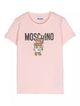 Moschino Kids футболка с принтом Teddy Bear, розовый