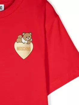 Moschino Kids футболка с принтом Teddy Bear, красный