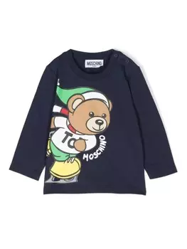Moschino Kids футболка с принтом Teddy Bear, синий