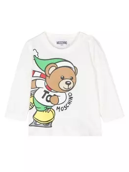 Moschino Kids футболка с принтом Teddy Bear, белый
