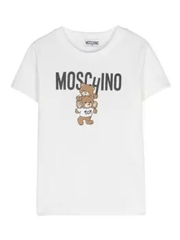 Moschino Kids футболка с принтом Teddy Bear, белый