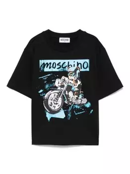 Moschino Kids футболка с принтом Teddy Bear, черный