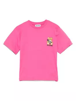 Moschino Kids футболка с принтом Teddy Bear, розовый