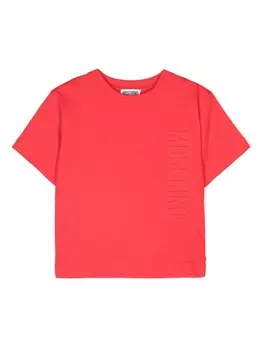 Moschino Kids футболка с тисненым логотипом, красный