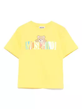 Moschino Kids футболка с узором Teddy Bear, желтый